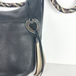 Brighton Barbados Ziptop Hobo Bag Pebbled Leather Black Braided Strap Photo 8