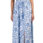 Jessica Simpson Strapless Printed Maxi Dress Blue and White Size Medium Photo 0