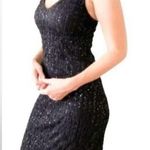 Ralph Lauren Vintage 90’s Black Sequin V-Neck Fitted Sheath Cocktail Dre… Photo 0