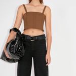 ZARA  | Brown Tank Top NWT Medium Neutral Woman's‎ Crop Top Photo 2