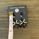 Saks 5th Avenue Saks Fifth Avenue Gold Faux Black Onyx Pierced Dangling Earrings NWT Photo 2