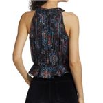 Veronica Beard  Womens Silk Metallic Floral Black Open Back Multi Kailani Top 8 Photo 7