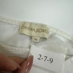 Cynthia Rowley  Top Womens Medium White Embroidered Sleeve Peplum Blouse Linen Photo 2