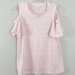 Rebecca Taylor  Ballet Pink Cold Shoulder Linen Top Photo 1
