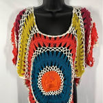 Trendology Boho Hippie Crotched Open Knit Top Size Medium Yellow Photo 0