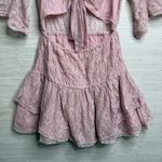 Free People  mini dress floral lace cutout ruffled tiered sheer mesh boho Large Photo 2