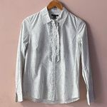 Tommy Hilfiger Y2K  Light Gray/White Ruffled Floral Print Button-Down Shirt Sz M Photo 0