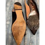 ROCHAS Black Satin Slingback Toe Crystal Rhinestone Made in Italy Size 40/ 9 9.5 Photo 2