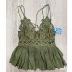 Free People Adella Cami Crochet Lace Tiered Top Olive Sparrow Boho Western XS Photo 1