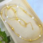 Boutique Gold Necklace with Pearl and Gold Beads Photo 1