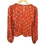 ASTR  The Label Rust Brown White Lightweight Keyhole Balloon Sleeve Top XSmall XS Photo 6