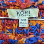 Kori America Fall Multicolor Chunky Knit Hooded Sweater Zigzag Fringe Boho S/M Photo 6