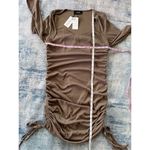 Cider NWT! Brown Ribbed Knit Ruched Side Long Sleeve Dress 1XL Photo 4