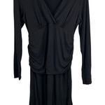 Boden Black Jersey Knit Ruched Dress Long Sleeve Size 6 Photo 0