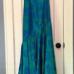 Theia evening event gown size 2 mermaid floral ruched designer formal wedding Blue Photo 2