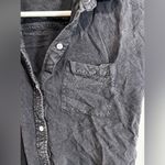 Sim & Sam  Black button down tie front cropped shirt medium casual Beachy Photo 3