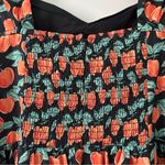 Modcloth  Black Orange Fruit Peach Print Swing Retro Dress L Photo 4