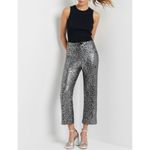 Anthropologie MAEVE x Colette Cropped Wide-Leg Sequin Pants, Silver, 25” Photo 3