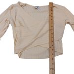 Princess Polly  Light Cream Size 8 Deep V Cut Wrap Long Sleeve Crop Top Fesival Photo 3