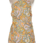 American Eagle NWT  Outfitters OneShoulder Paisley Dress Orange Yellow medium Photo 0