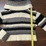 Anthropologie black, gray & cream striped knit turtleneck cropped sweater XS NWT Photo 10