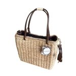 Sonoma Vintage Lifestyle Straw & Fabric Bag Brown Handles Removable Strap NWOT Photo 3