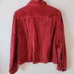 Coldwater Creek  Red Velvet Embroidered Jean Jacket Style Women's Sz Large Boho Photo 1