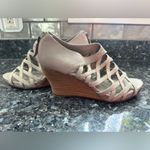 Eileen Fisher Vero Cuoio Cage Strappy Pewter Grey Zip Heel 3" Wedges Size 8.5 Photo 4