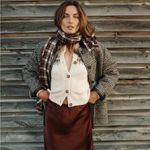 Doen Clarke Merino Alpaca Cardigan Oatmeal Olympia Fair Isle XS EUC Brown Photo 7