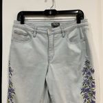 Martha Stewart Light Wash Skinny Jeans Embroidered Purple Flowers Size 10 Blue Photo 1