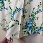 Ann Taylor VINTAGE 100% Silk Ivory Green Blue Floral Pleated A-Line Skirt Sz 4 # Photo 3