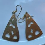 Vintage Floral Triangle Enamel Cloisonne Drop Earrings White Photo 3