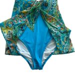 Ralph Lauren Lauren  Blue Paisley Flyaway Bandeau One Piece Swimsuit Size 4 Photo 8