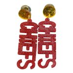 Chiefs Earrings Red Glitter Acrylic Gold Stud‎ Celebrate Party Kansas City New Photo 1