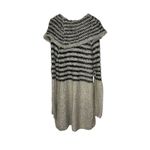Umgee  Women's Sweater Chunky Knit Cowl‎ Neck Striped Pullover Cream Gray Small Photo 6