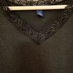 Karen Scott  Women’s Black Ribbed V-Neck Shirt Lace Neck 2X Photo 1