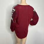 Lucky Brand  Maroon Embroidered Peasant Top Photo 2