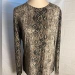 Gibson Gray and White Long Sleeve Blouse Photo 0