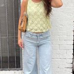 Free People Vintage y2k lime green lace tank top with white pearl detail / fits sz S-L Photo 1