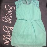 Entro  Crochet Mini Dress with Cap Sleeves and Pockets Mint NWT Medium Fit Photo 3