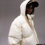 Topshop NWT mid length tie waist puffer jacket in cream Oversize Photo 6