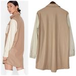 Nasty Gal Dress M(8) Faux Leather Knee Length Shirt Button Down Color Block READ Photo 3