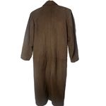 Vintage Coat Womens Genuine Leather Brown Long Double Breasted Trench 80’s Photo 1