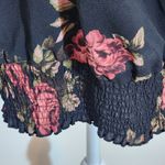 Love j  Black Floral Print Off-Shoulder Black Blouse Size 2X Plus Size Floral Top Photo 2