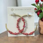 Kendra Scott NWT!  Jovie Gold Beaded Hoop Earrings in Bronze Veined Red Photo 4