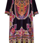 Sandra Darren  Paisley Shift Dress Women's Size 10 PETITE Stretch Boho Hippie Photo 0