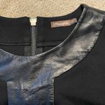 J. McLaughlin  crop sleeve genuine lamb leather accent boxy blouse black Photo 1