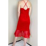 INA Red Floral Lace Sexy Knee-Length Sleeveless Dress Photo 2