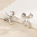 Silver Ribbon Bow Earrings Photo 4
