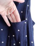 J.Crew Women Small Linen Scoop Neck Tank Top in Navy White Polka Dots Photo 5